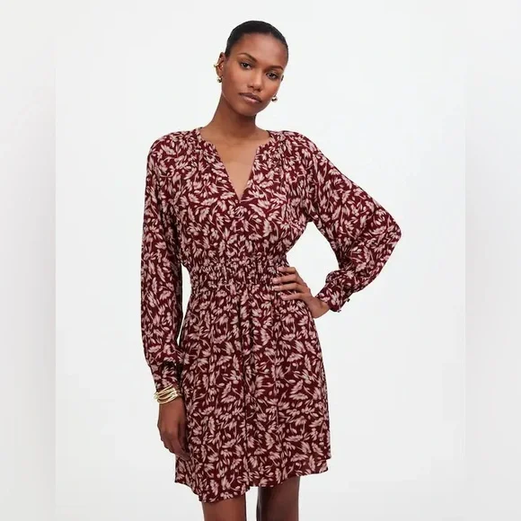 Madewell Smocked Y-Neck Mini Dress In Floral - Picture 9 of 16